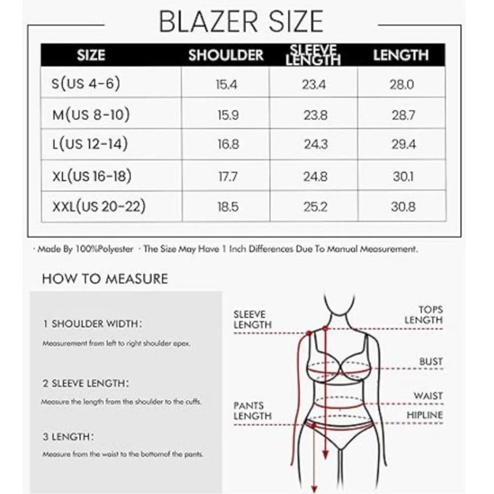 Women's Fall Casual Blazer Long Sleeve Open Front Suit Jacket with Pockets - Picture 6 of 6